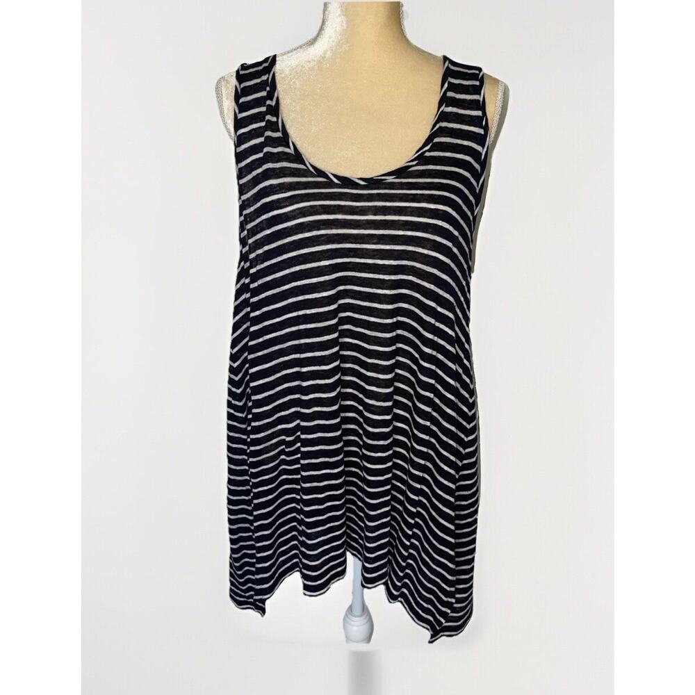 Calypso St Barth Navy Striped Sleeveless Linen Top Size M